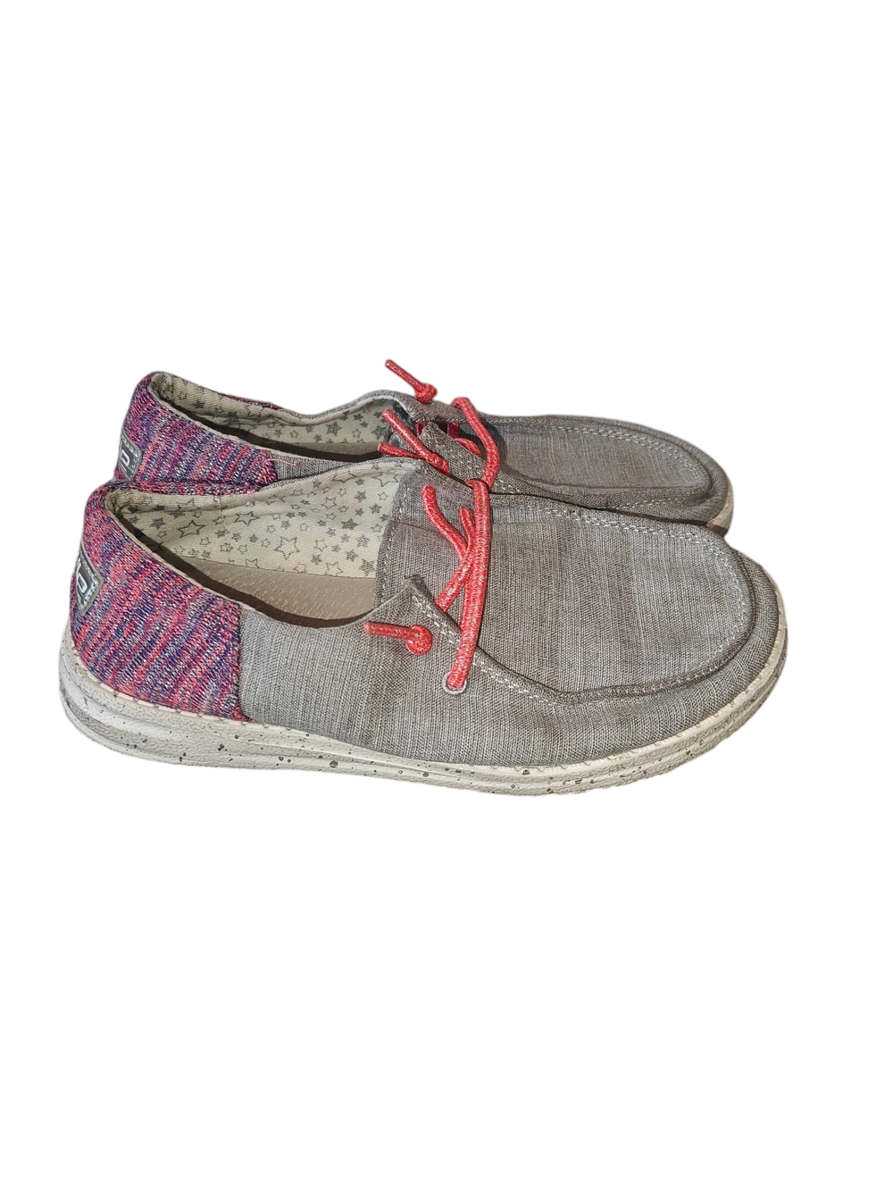 Dude Wendy Youth Funk Shoes in Grey and Pink Size 2/3Y